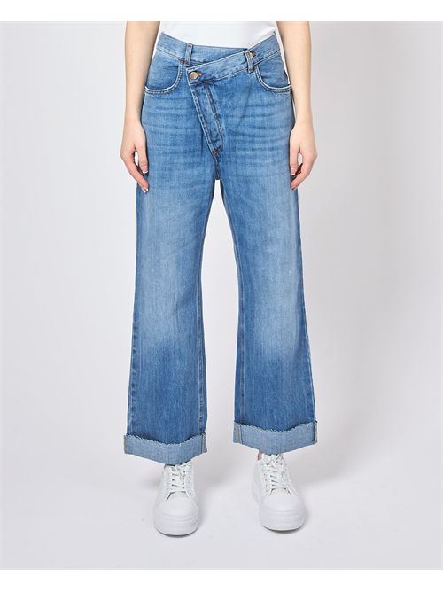 Manila Grace women's jeans with asymmetric buttoning MANILA GRACE | J320CUMZ003